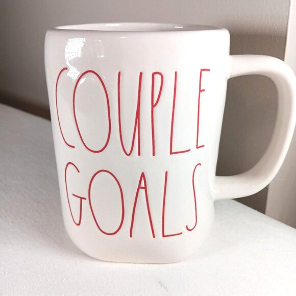 Rae Dunn Couple Goals Mug 18 Oz Artisan Collection Cup White Red Graphic